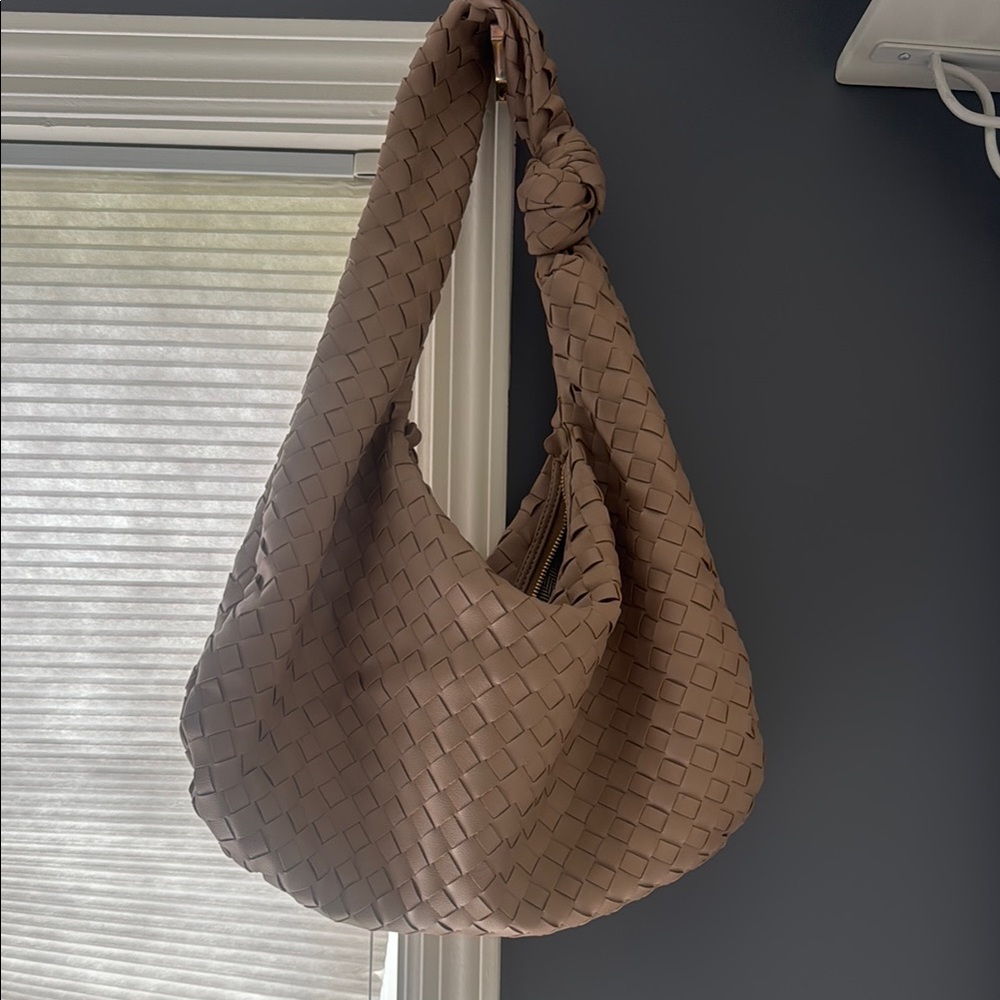 Tan Woven Shoulder Bag